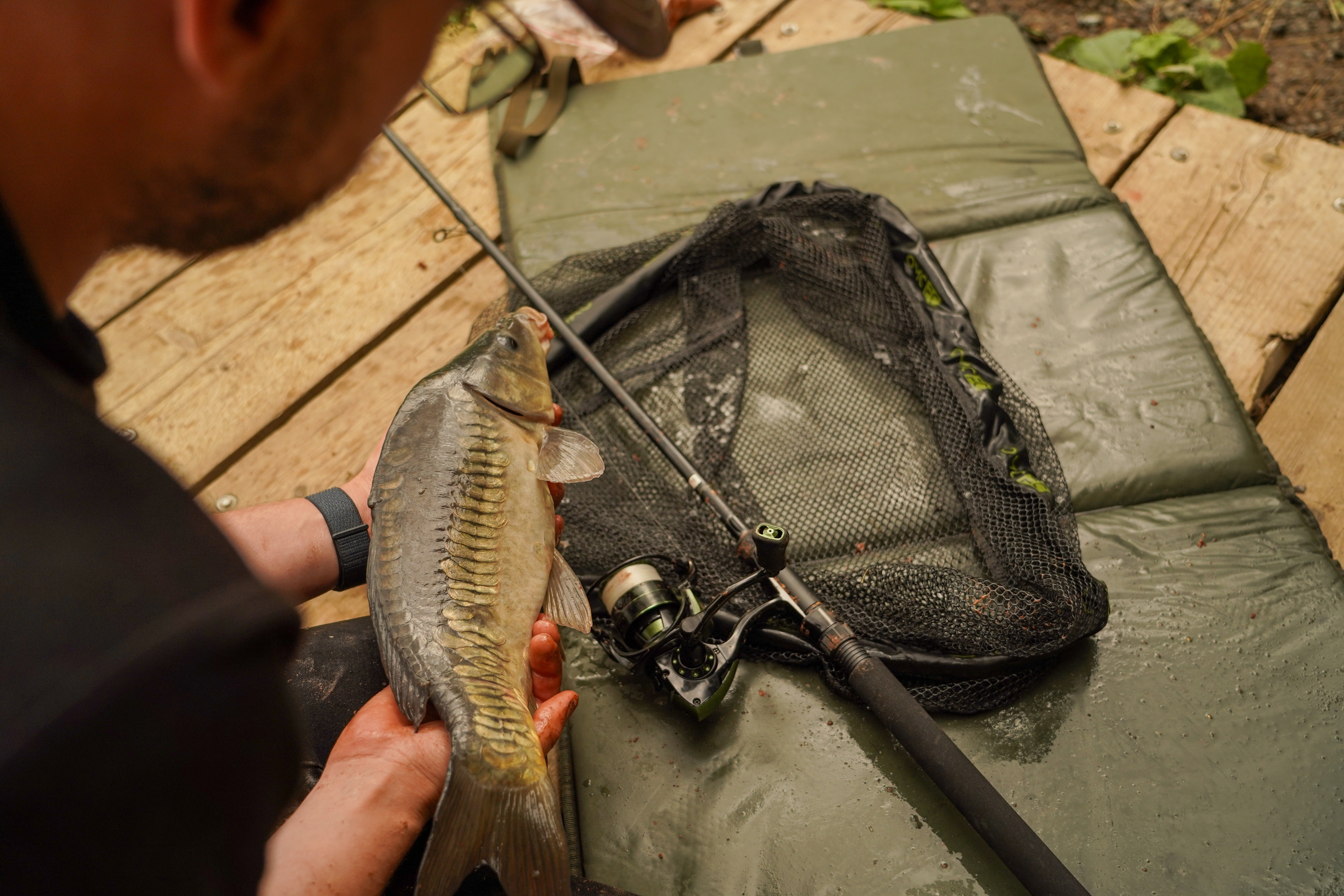 OMC FC One More Cast Feeder Fishing Bundle First Cast Combo Mat Net Tackle Box