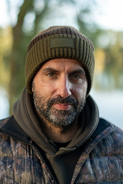 THREE WRAPS STIPED BEANIE WINTER AUTUMN ONE MORE CAST OMC HEADWEAR GREEN CARP FISHING