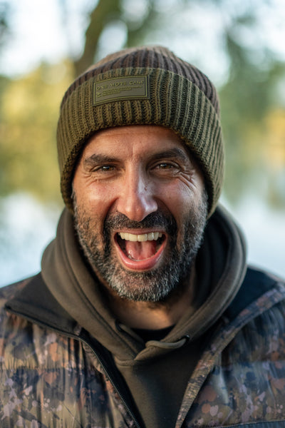 THREE WRAPS STIPED BEANIE WINTER AUTUMN ONE MORE CAST OMC HEADWEAR GREEN CARP FISHING