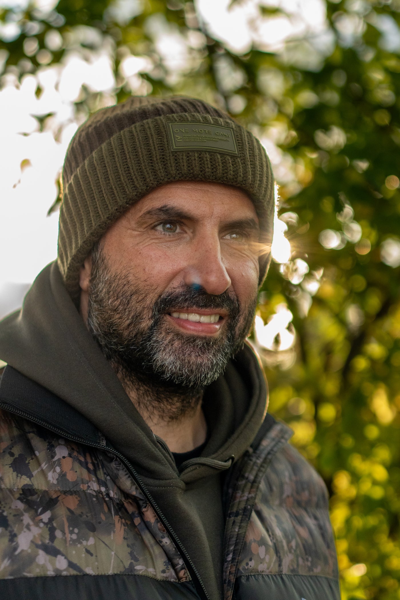 THREE WRAPS STIPED BEANIE WINTER AUTUMN ONE MORE CAST OMC HEADWEAR GREEN CARP FISHING