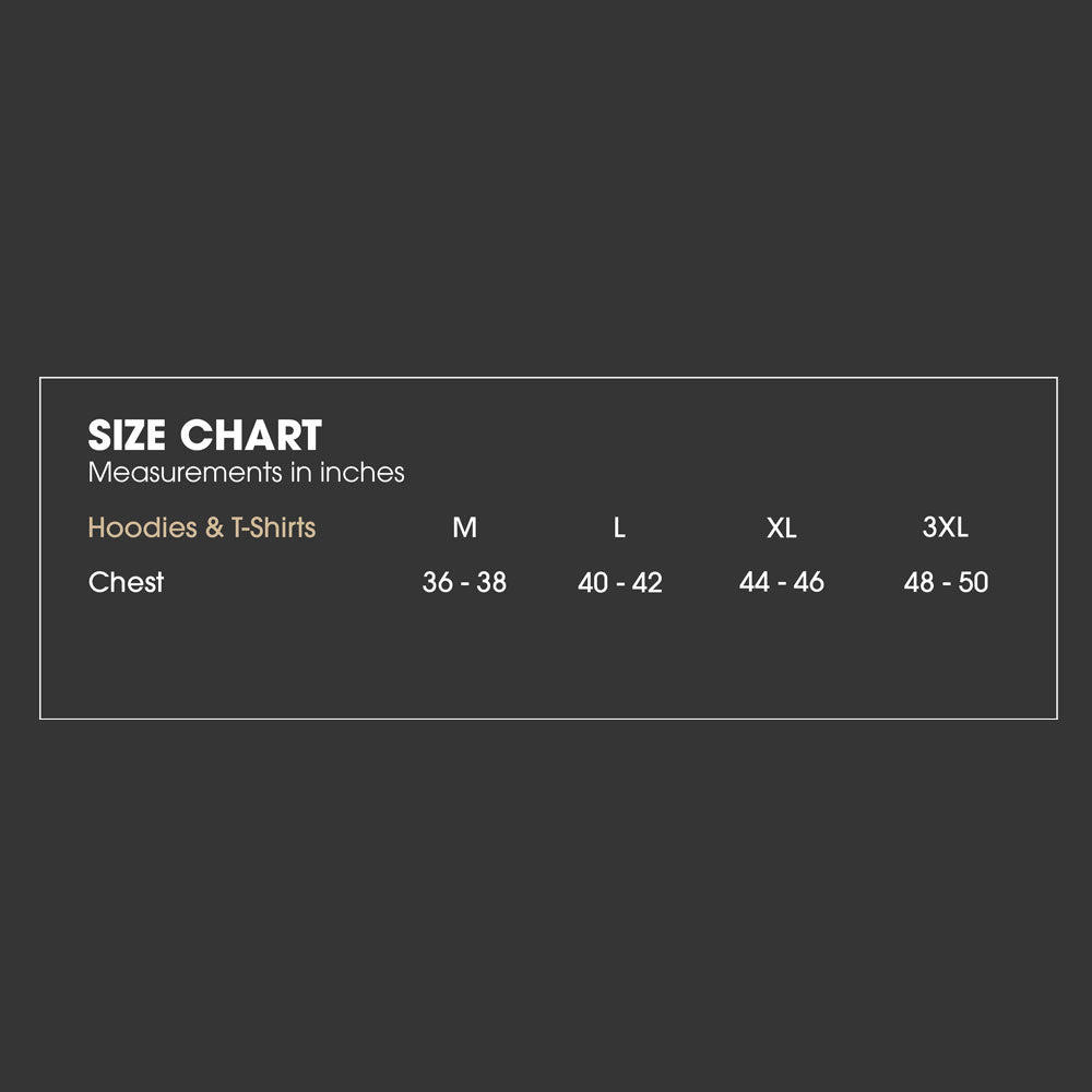 Signature OMC Splash CAMO Hoodie size chart